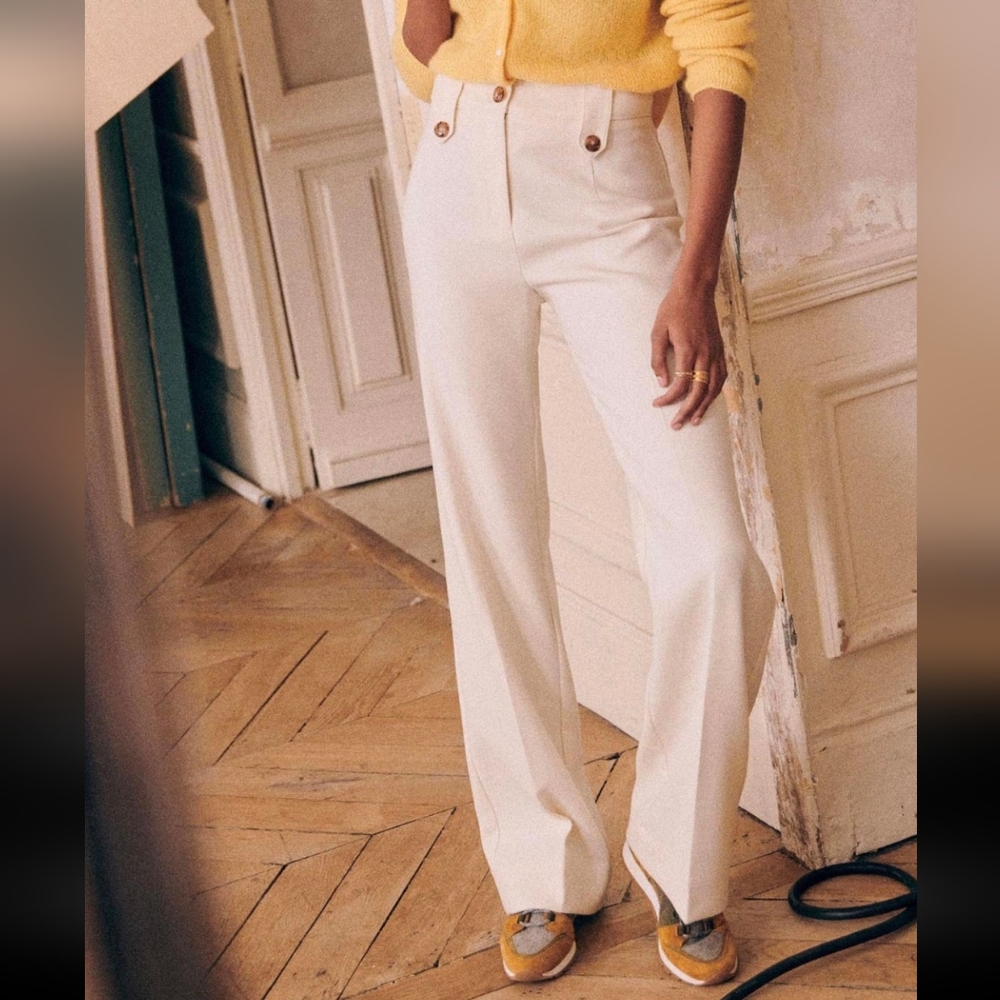 Sezane Ecru Yves Trousers